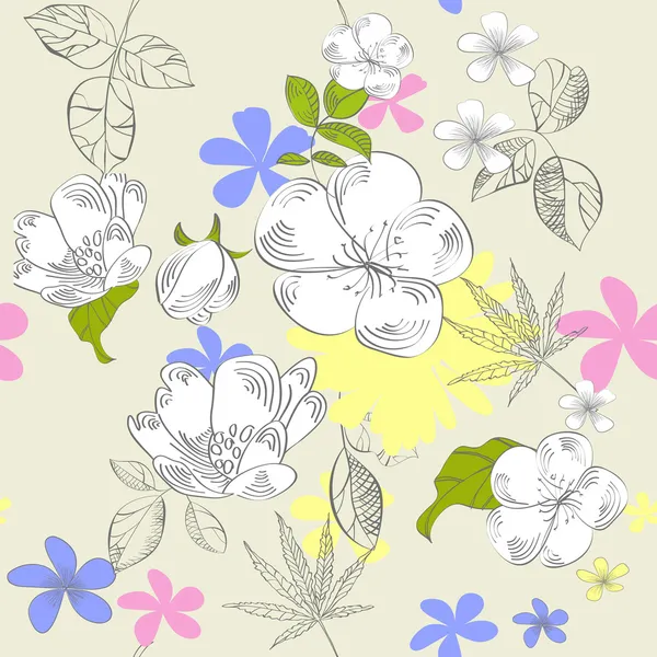 无缝的花卉装饰 — 图库矢量图片