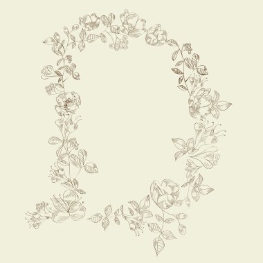 Floral font. Letter D clipart