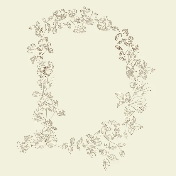 Floral lettertype. letter d — Stockvector