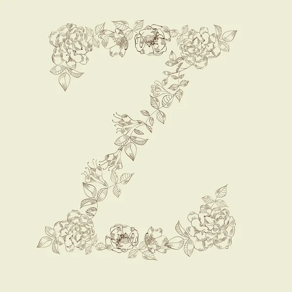 Fonte florale. Lettre Z — Image vectorielle