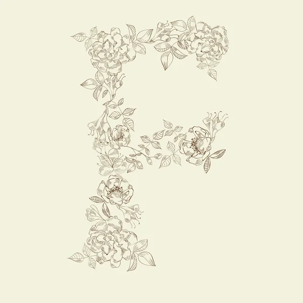 花卉的字体。字母 f — 图库矢量图片