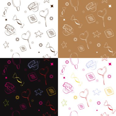 Four seamless pattern clipart