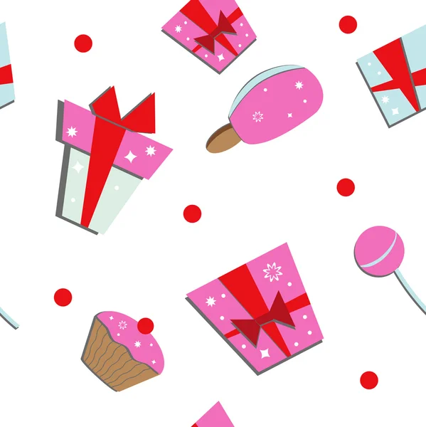 Sans couture des boîtes-cadeaux et des bonbons — Image vectorielle