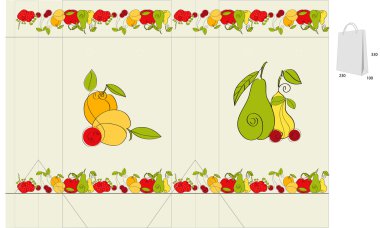 Template for bag with fruit element clipart