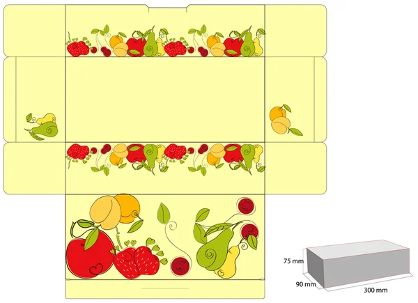 Modelo para caixa com frutas — Vetor de Stock