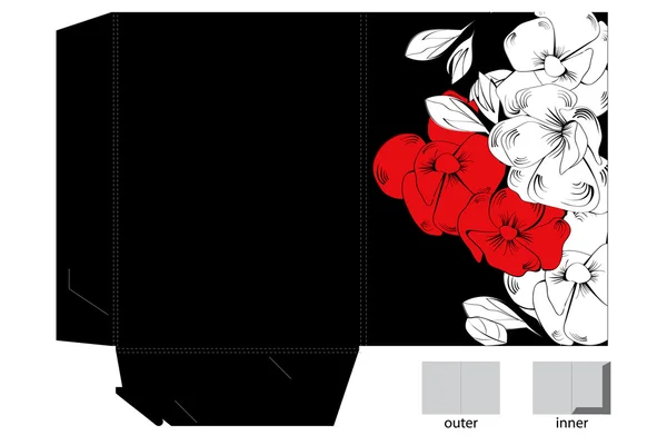 Dossier décoratif avec motif floral — Image vectorielle