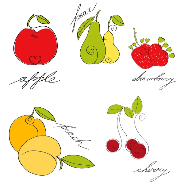 Set di frutta — Vettoriale Stock