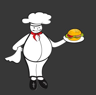 Chef with hamburger clipart