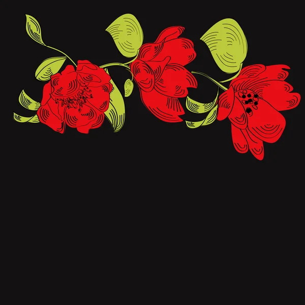 カラフルな花の境界線を持つカード — ストックベクタ
