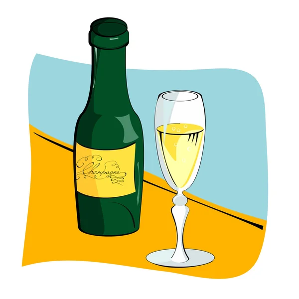 Copo de vinho e garrafa de vinho — Vetor de Stock