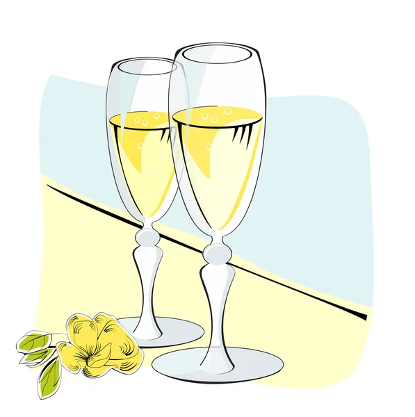 Dvě skleničky šampaňského — Stockový vektor