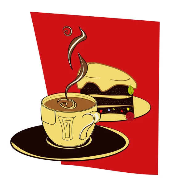 Una taza de café con pastel — Archivo Imágenes Vectoriales