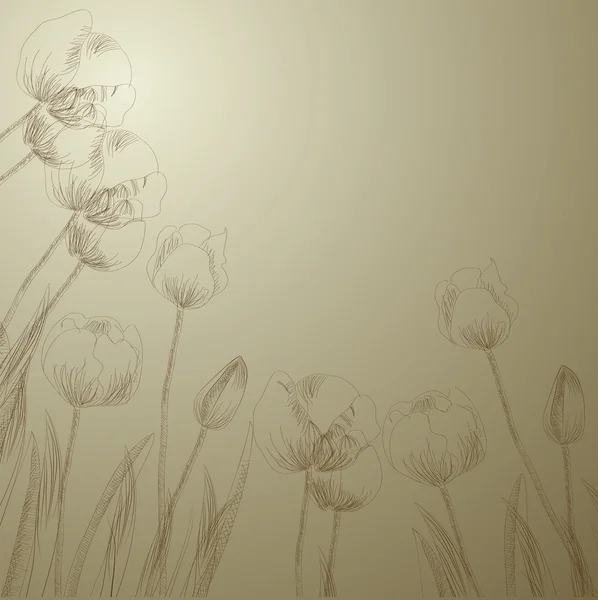 Fond stylisé avec tulipes — Image vectorielle