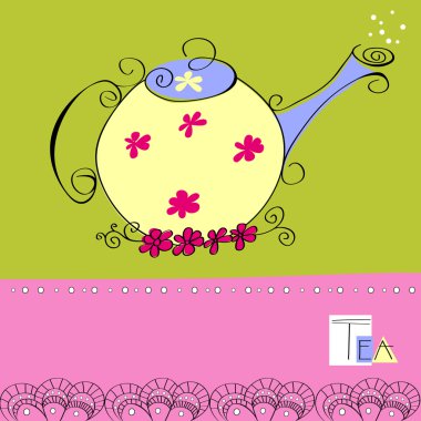 Decorative card with teapot clipart