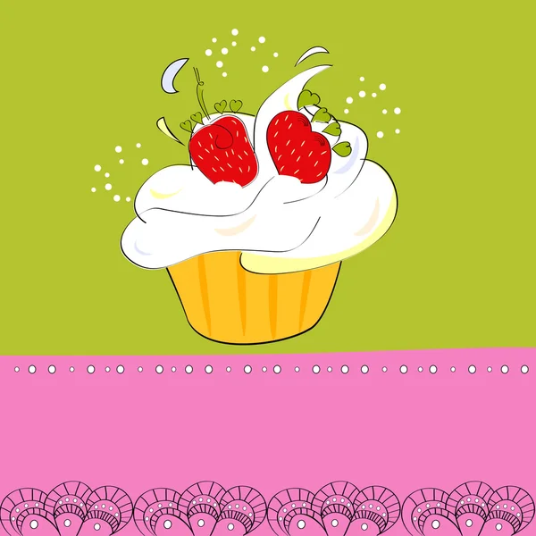 Scheda decorativa con cupcake — Vettoriale Stock