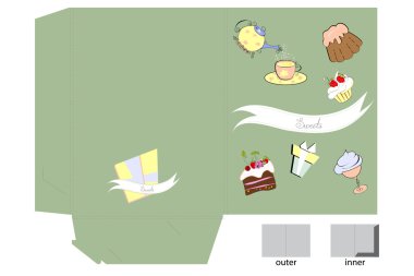 Template for folder with sweets clipart