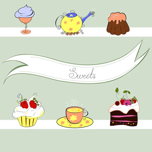 Sweets ile stilize arka plan — Stok Vektör