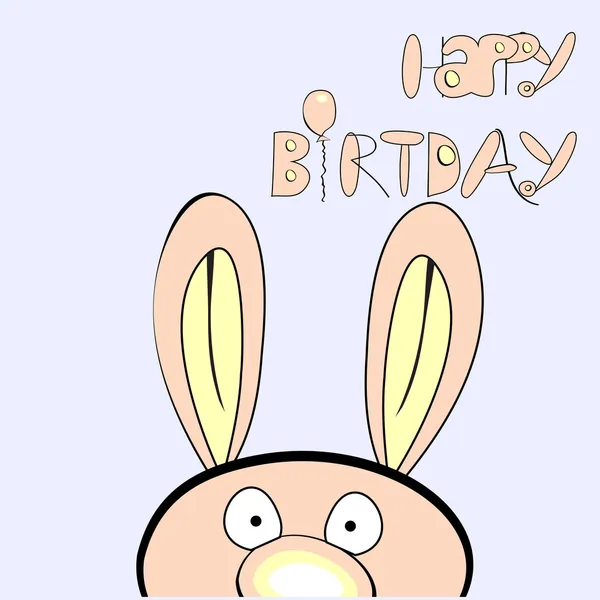 Feliz cumpleaños inscripción con conejo — Stockvector
