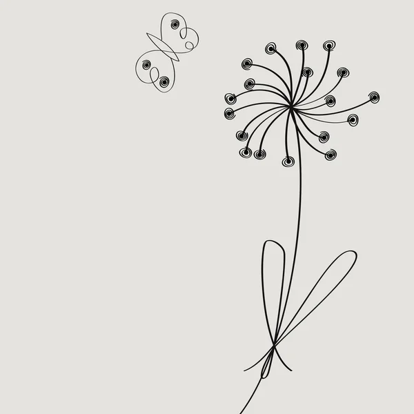 花と蝶と背景 — ストックベクタ