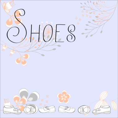 Inscription SHOES with floral ornament clipart