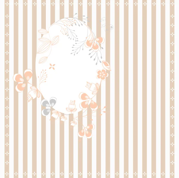 Stripped background with floral frame — Stock Vector