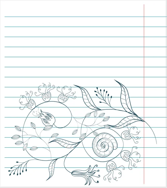 Papier à lettres avec croquis floral — Image vectorielle