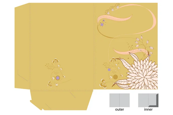 Шаблон подарункової сумки з квітами — стоковий вектор
