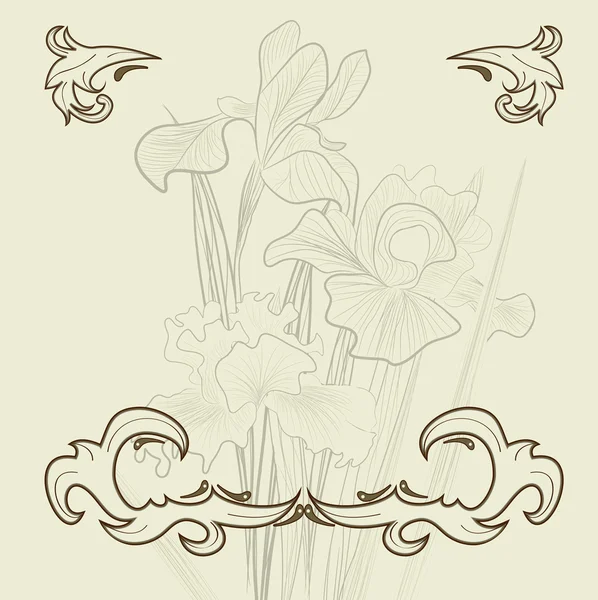 Ретро фон з квітами ірису — стоковий вектор