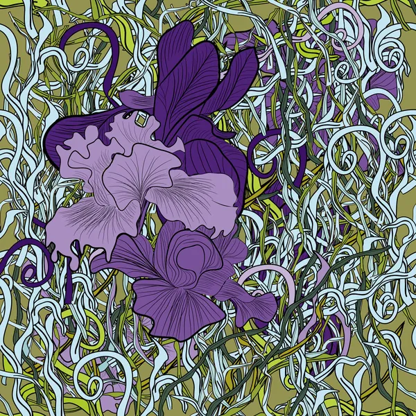 Arrière-plan avec Iris fleurs — Image vectorielle