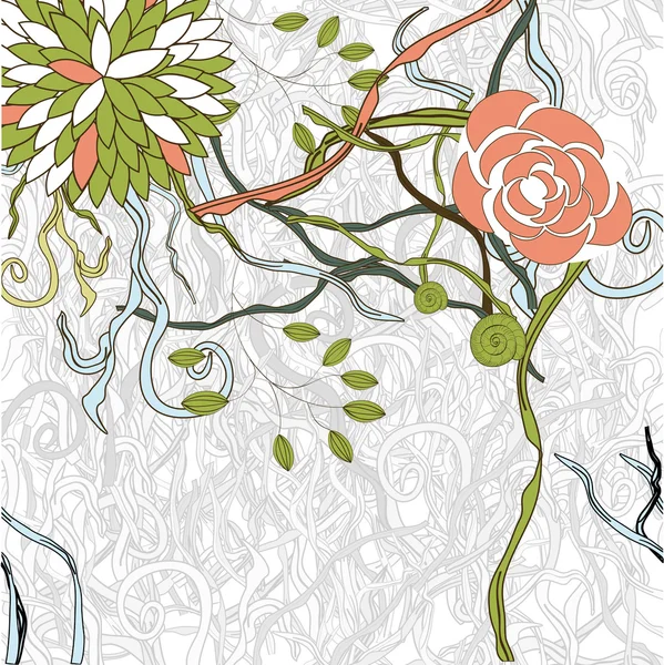 Екзотичні квіти на сірому фоні — стоковий вектор