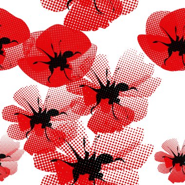 Floral seamless pattern with poppy clipart