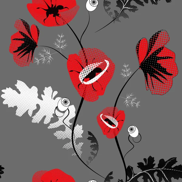 Modèle sans couture avec des fleurs de pavot — Image vectorielle