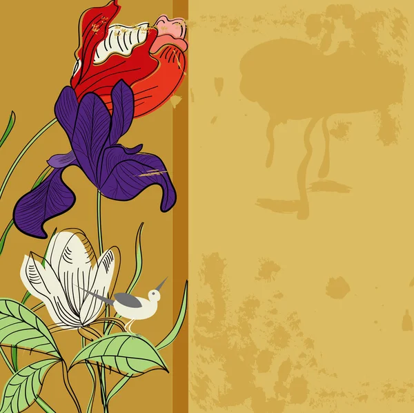 Retro stylizované pozadí s květinami — Stockový vektor