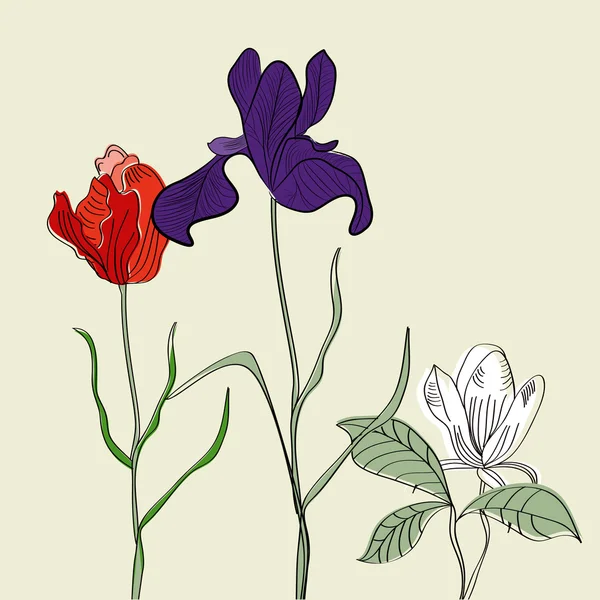 Tre fiori — Vettoriale Stock