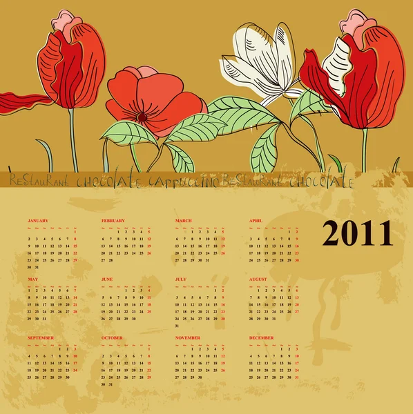 Decorative calendar for 2011 — Stock Vector