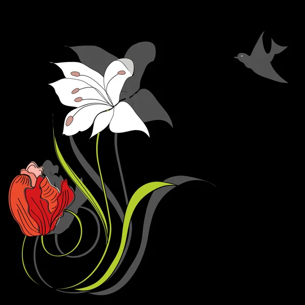 花で装飾的なカード — ストックベクタ