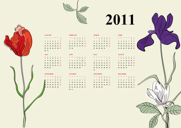 Plantilla para el calendario de 2011 — Archivo Imágenes Vectoriales