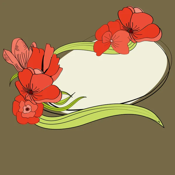 Вітальна листівка з червоними квітами — стоковий вектор