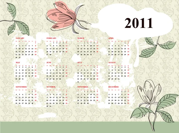 Calendario dell'annata 2011 — Vettoriale Stock