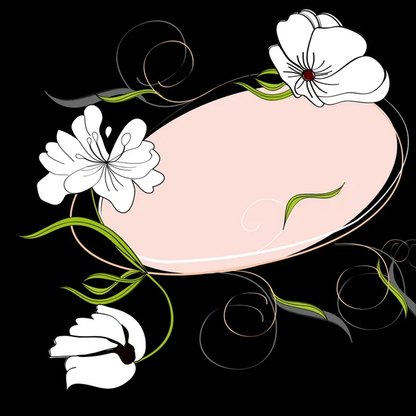 Cartão de saudação com flores brancas — Vetor de Stock