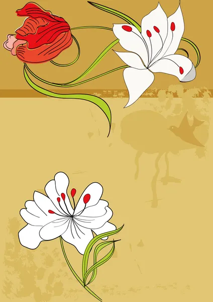 复古风格化的背景与鲜花 — 图库矢量图片