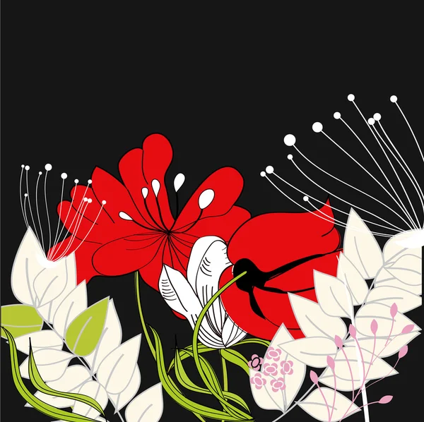 Πολύχρωμα λουλούδια σε μαύρο — Διανυσματικό Αρχείο