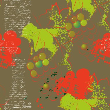 Grunge seamless pattern with grapevine clipart