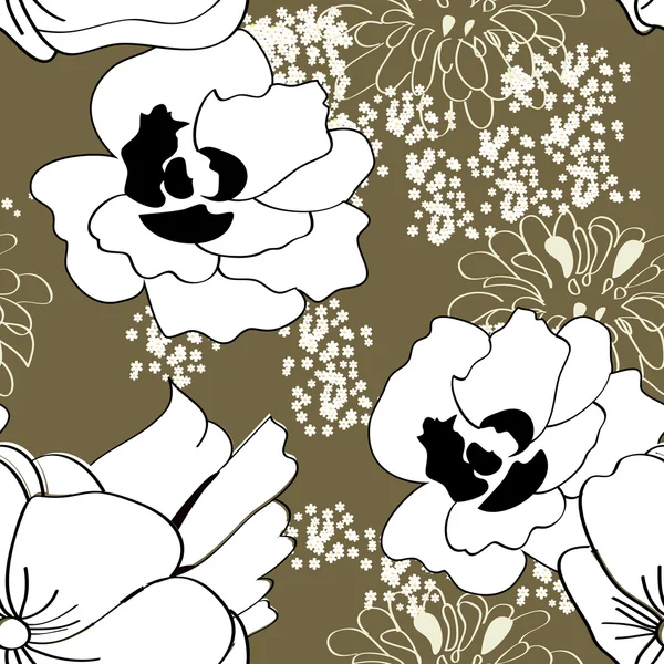 Motif sans couture avec des fleurs blanches — Image vectorielle