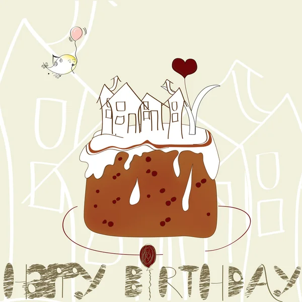 Carte décorative avec gâteau — Image vectorielle