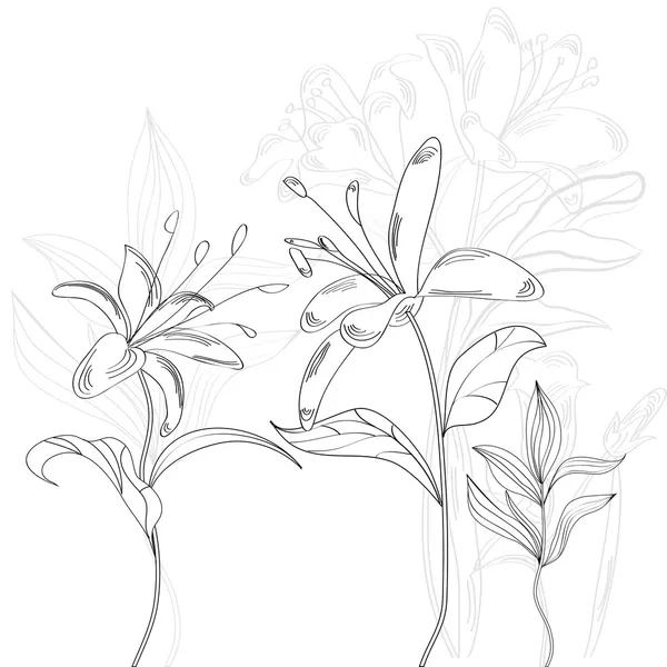 Skiss med blommor — Stock vektor