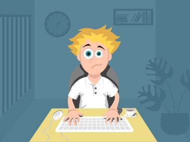 Programmer work at night clipart