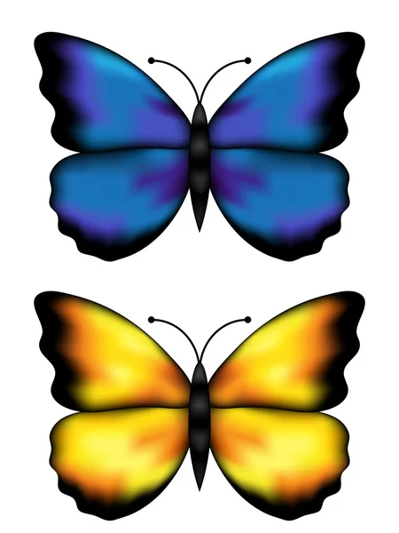 Mavi ve sarı butterflys — Stok Vektör