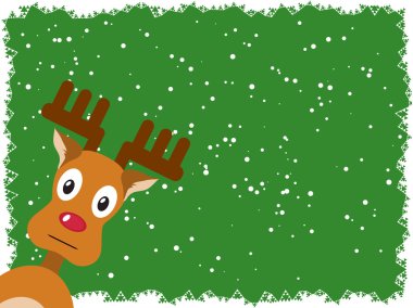 Rudolph with a green background clipart