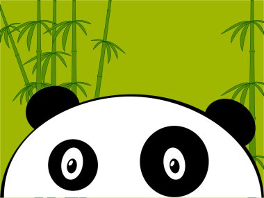 Panda on a green bamboo clipart